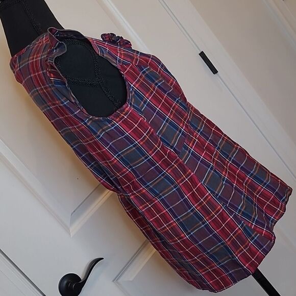 Red Camel Plaid Tank Blouse - Picture 3 of 13